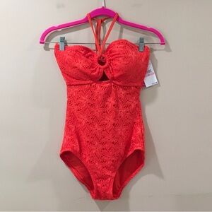 New Vince Camuto Swim Tangerine Orange One Piece SwimSuit Swimwear Size 10